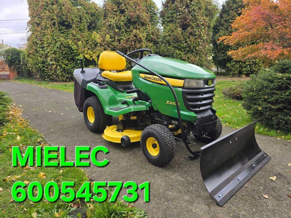 Traktorek kosiarka John Deere X300R 18KM v-ka Kawasaki Ory.Stan + PŁUG