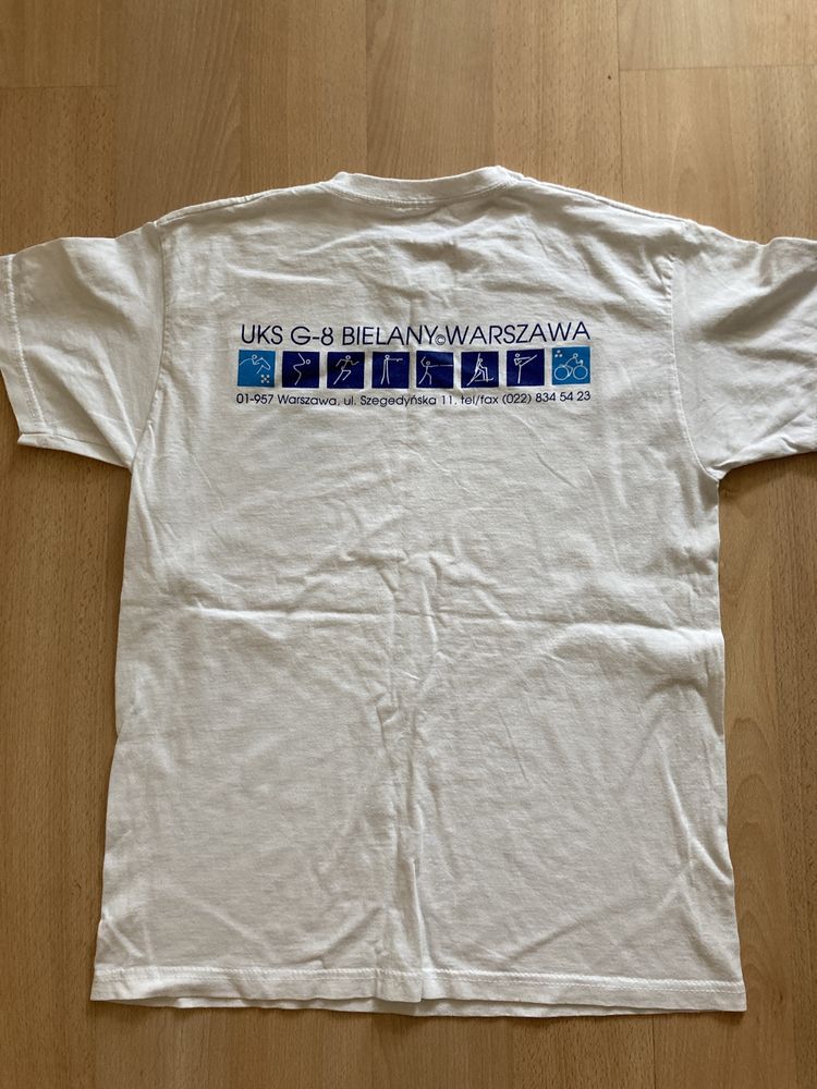 Koszulka T-shirt dla chłopca G8 bawełniana biała z napisami rozm. 152