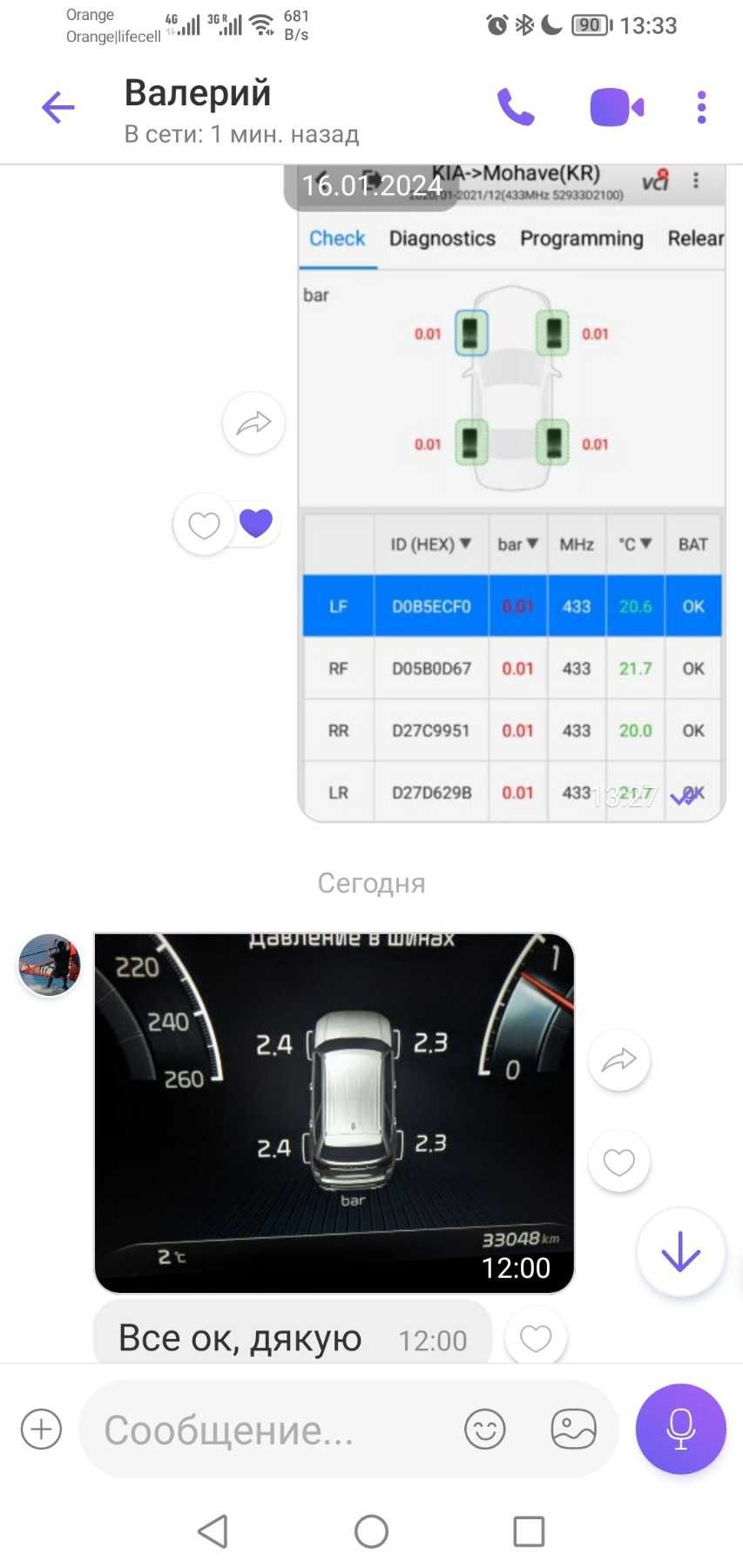 Датчики давления шинах КИА KIA Ceed/Optima/Rio/Sorento/Soul/Sportage