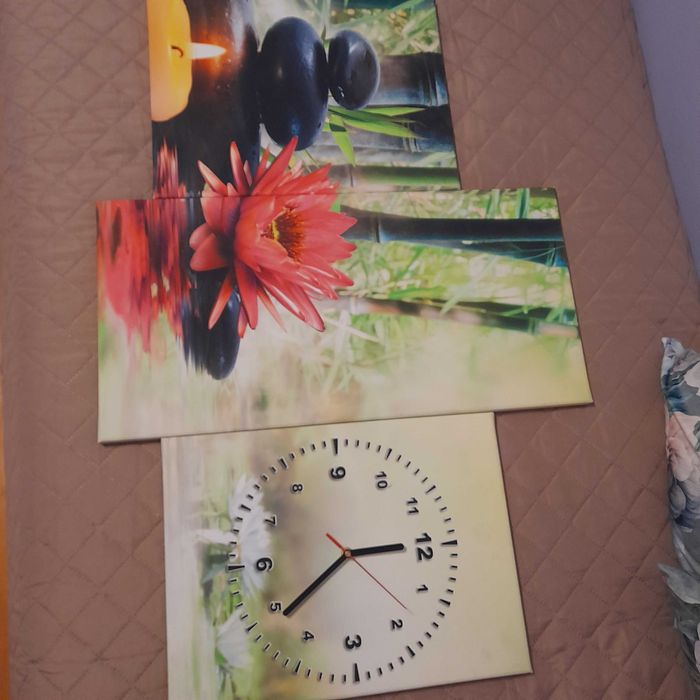 Trzy częściowy obraz na płótnie z zegarkiem