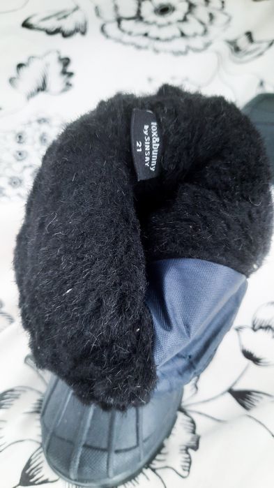 Sinsay 21 11cm śniegowce ocieplane kozaki granatowe