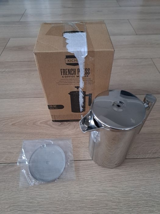 Dzbanek do parzenia kawy French Press srebrny