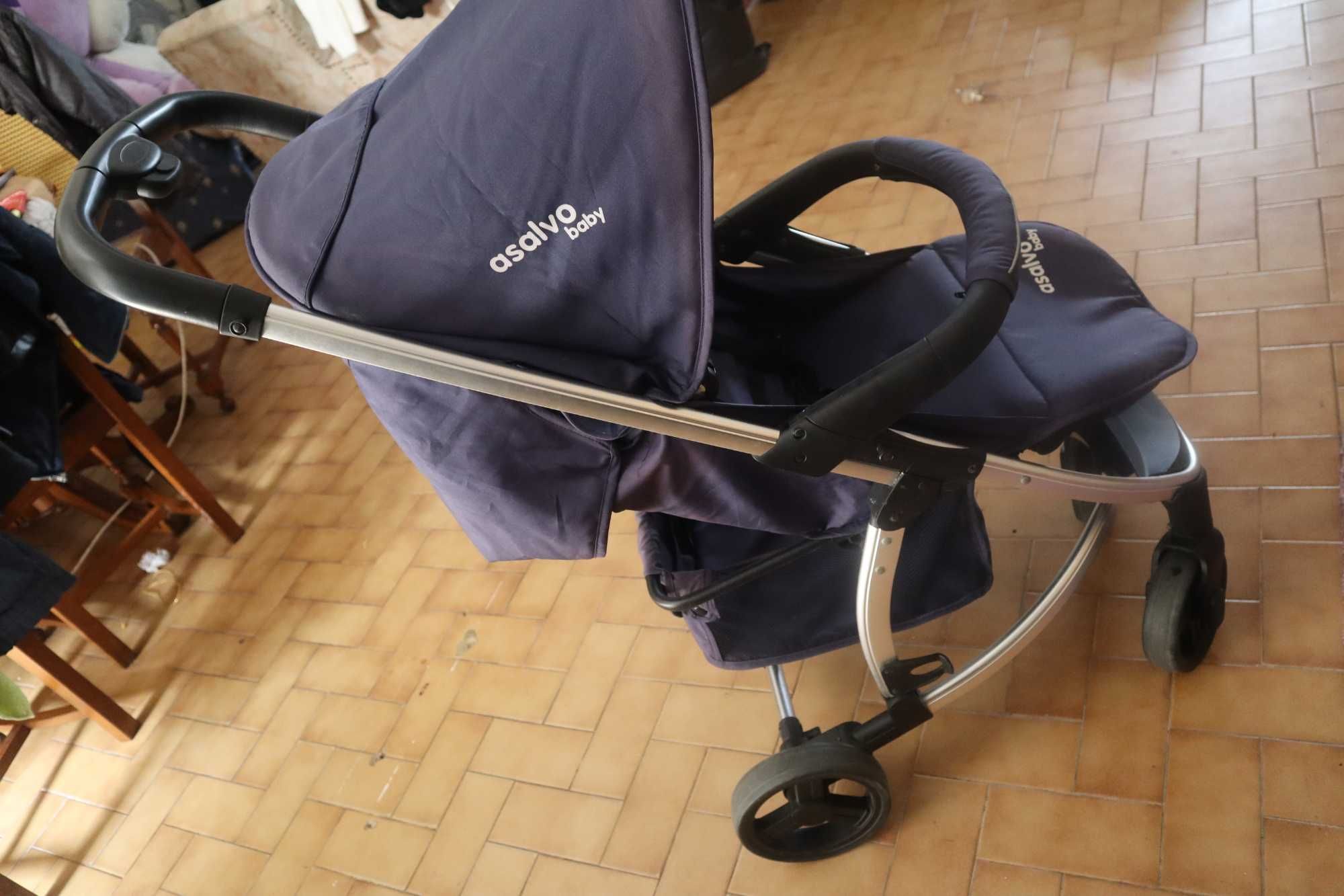 Carrinho de Bebê Asalvo Azul Marinho - Ótimo Estado!