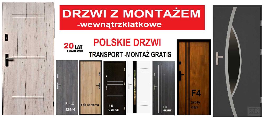 Drzwi zewnętrzne do mieszkania w bloku z MONTAŻEM -wewnątrzklatkowe