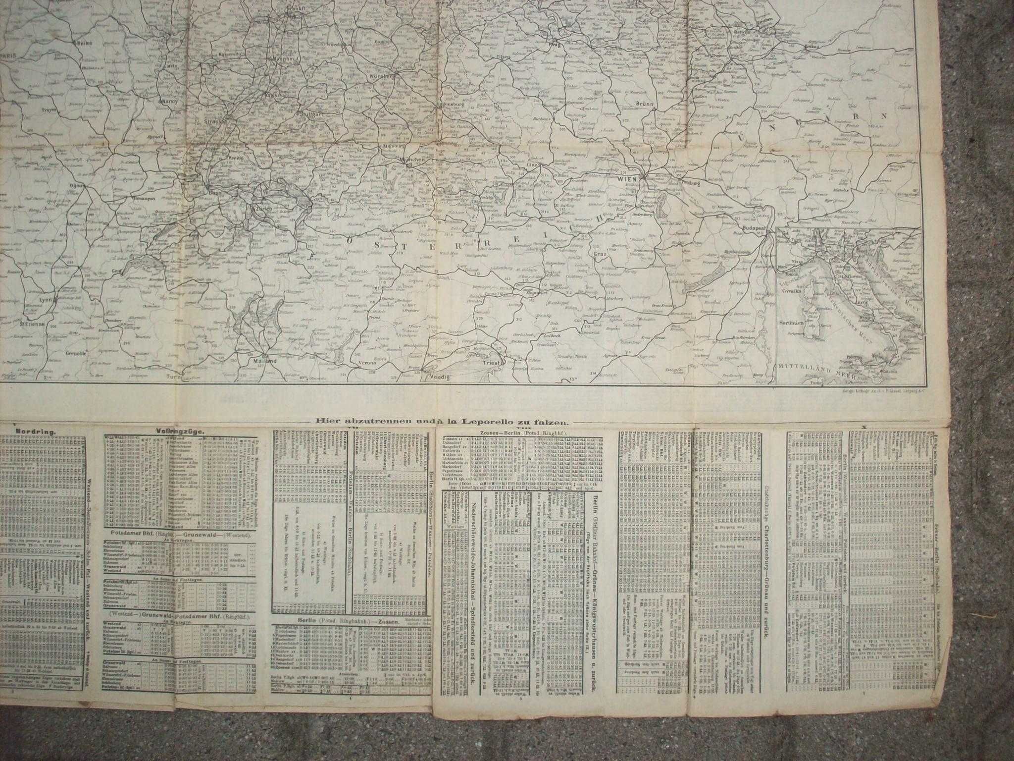 Eisenbahnkarte Winter 1908/9. Mapa kolei niemieckich zima 1908/9.