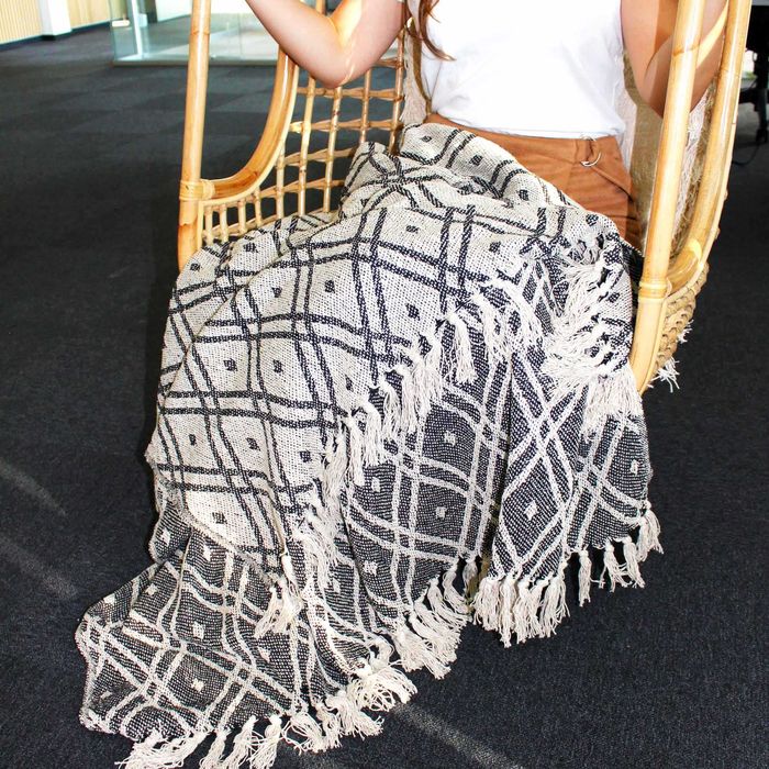 Komfortowa bawełniana narzuta / koc w stylu BOHO