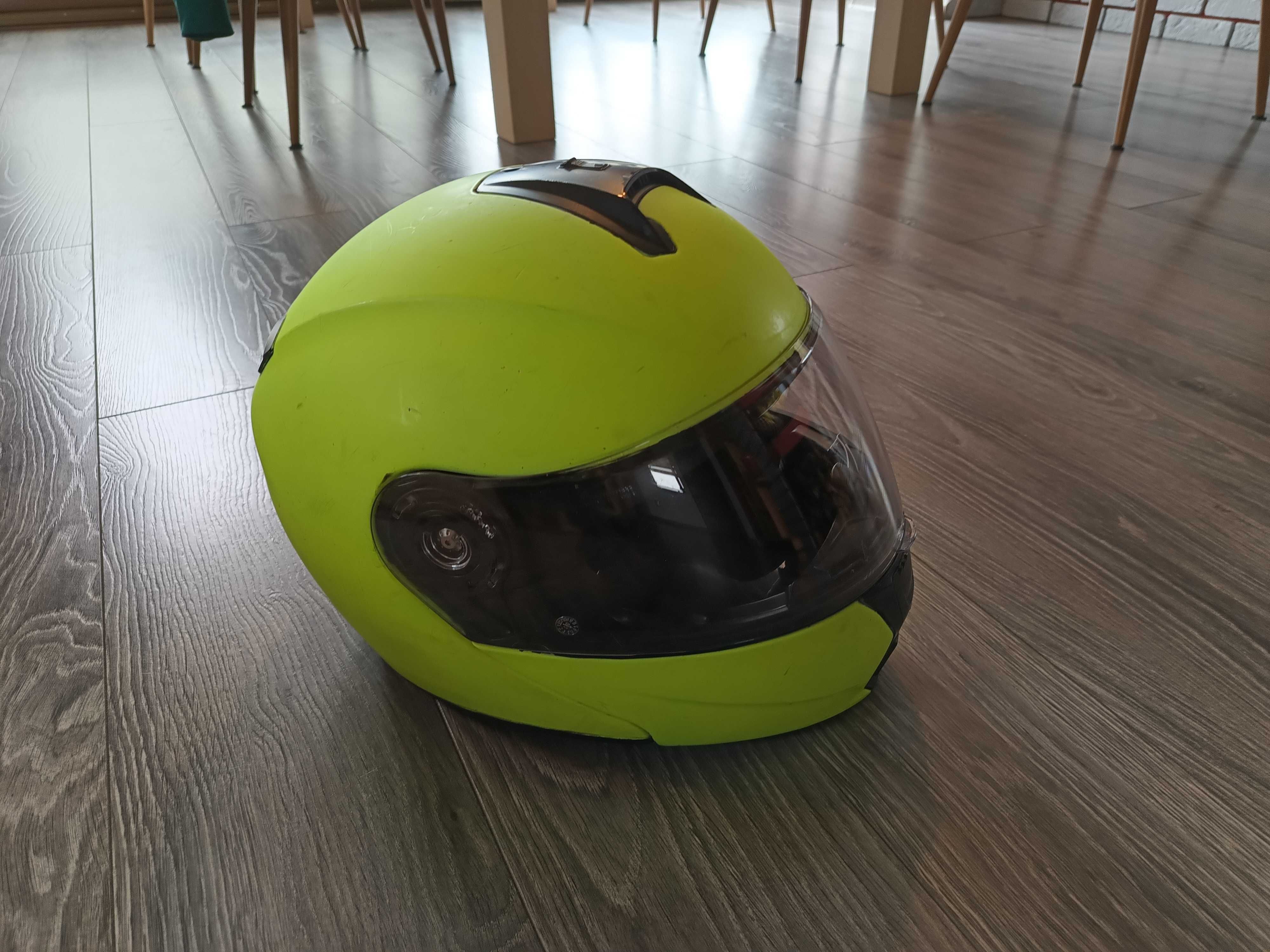 Kask motocyklowy Ozone XL fluo szczękowy blenda