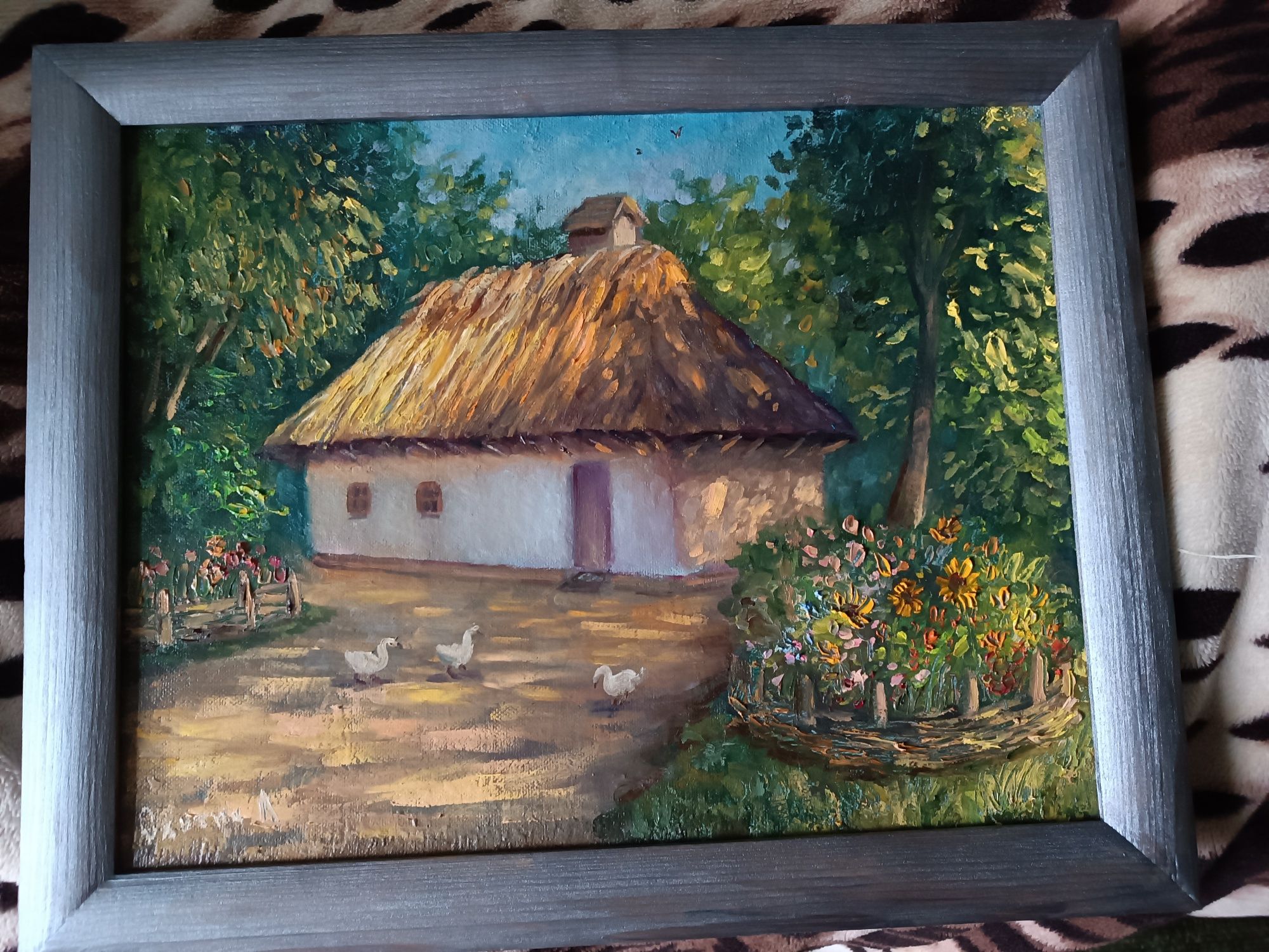 Картина маслом-- Хатинка