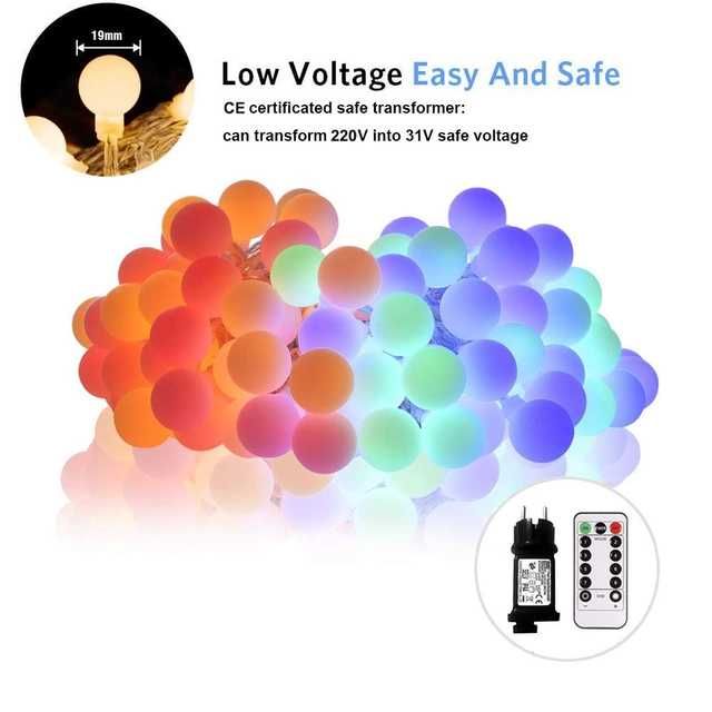 Światła ogrodowe lub pokojowe RGB 100LED 13m PILOT girlanda DISCO DJ