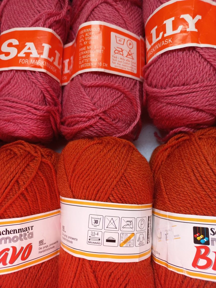 Włóczka wełna mix Bravo Sally kolorów  27 szt rudy brąz bordo