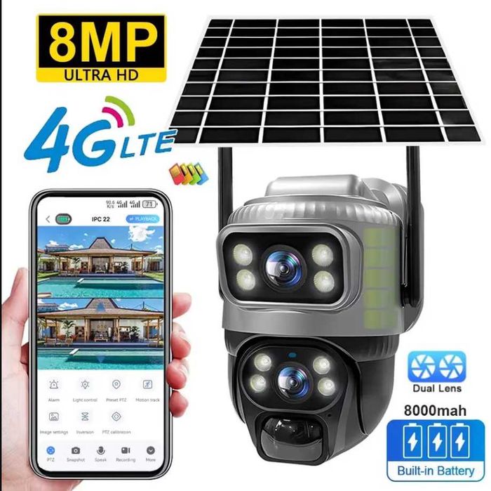 Уличная Камера 8mp Видеокамера, Наружная V380PRO Автономн. 4G Автоном.