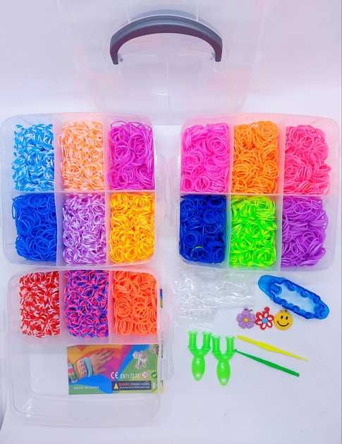 Набір для плетіння резинками 3-х ярусний бокс 4200 шт для браслетів