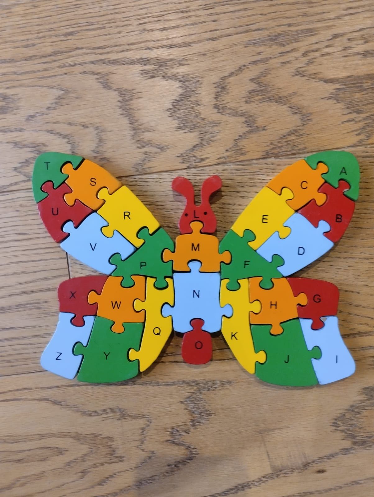 Puzzle, Drewniany motylek do nauki cyfr i liter, cyfry, literki
