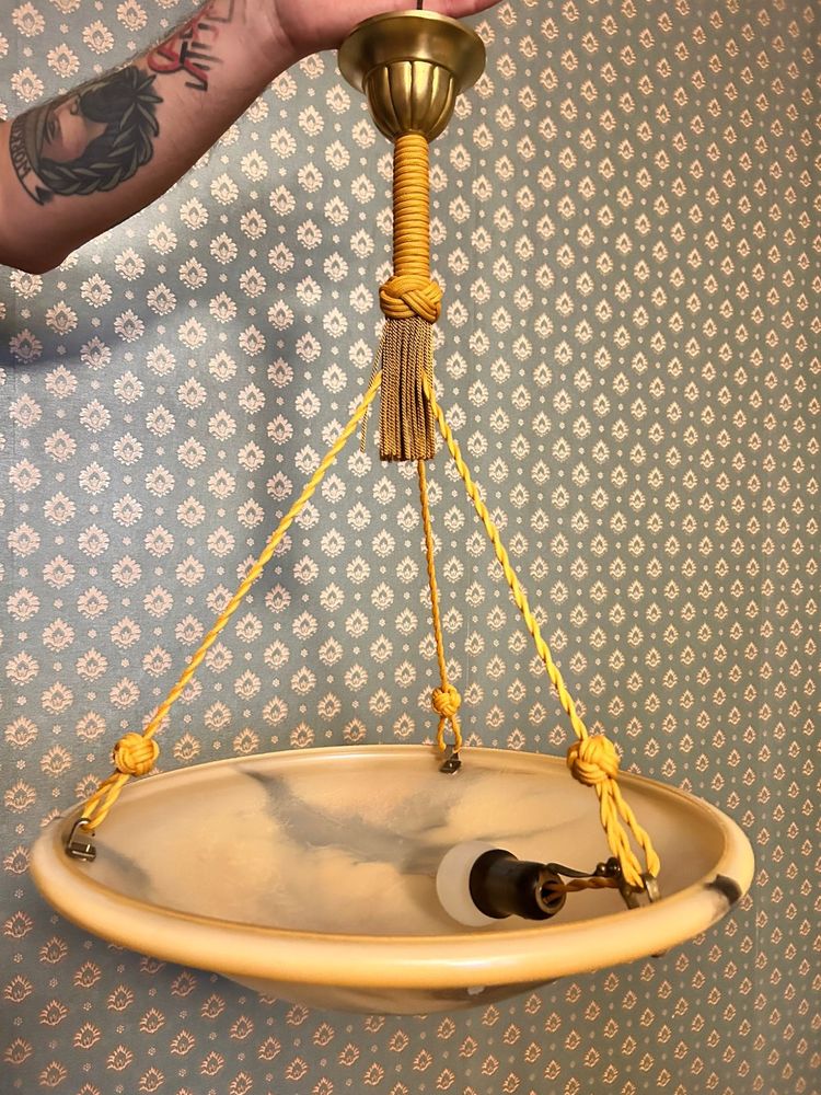Stara ampla art deco lampa ufo międzywojenna żyrandol duży antyk