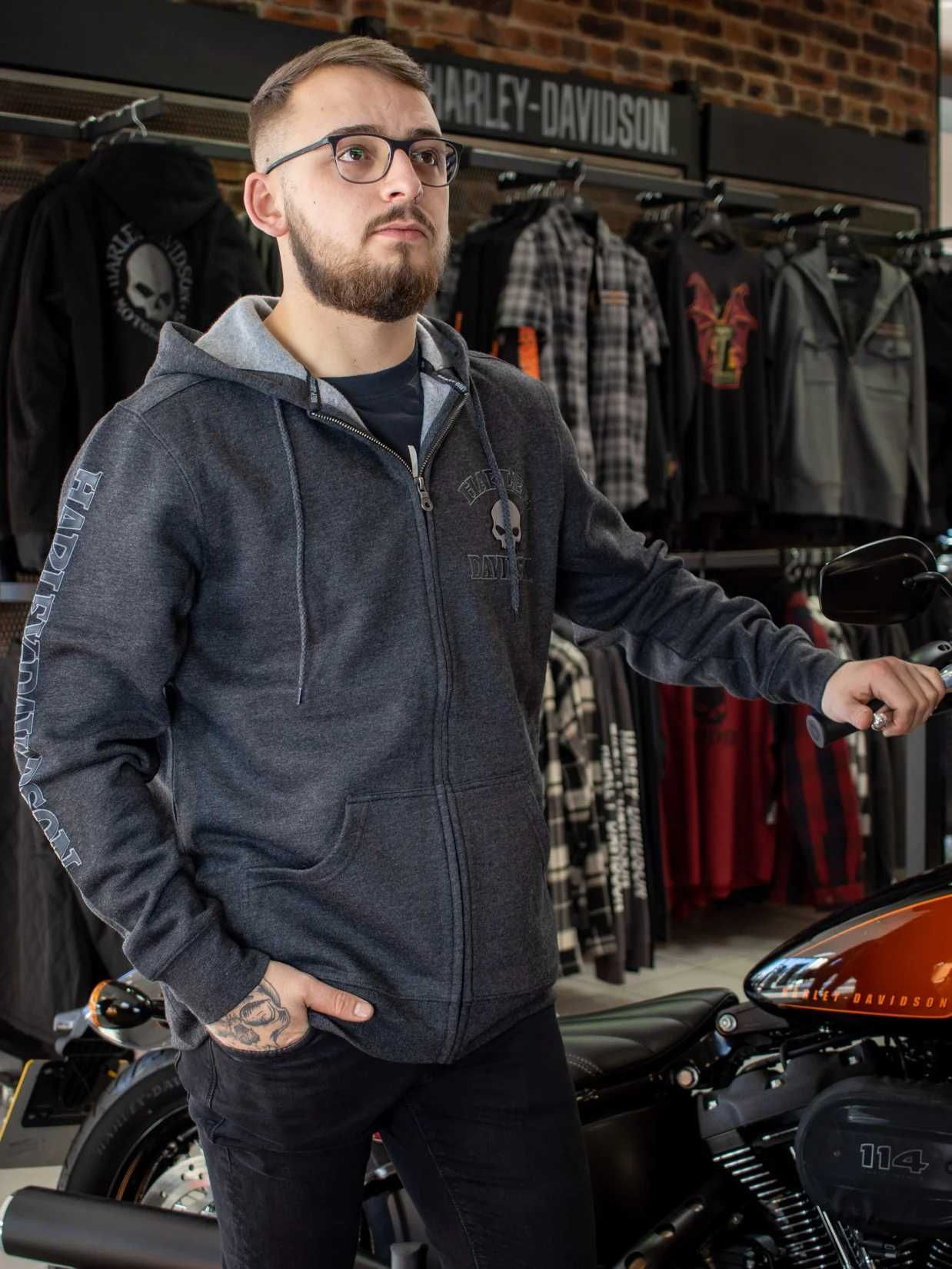 Флисовая толстовка с капюшоном Harley Davidson Wille G  Skull