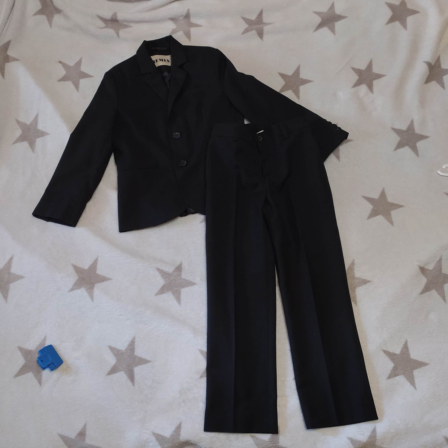 Детский костюм для школы, черные брюки,пиджак, 122 см