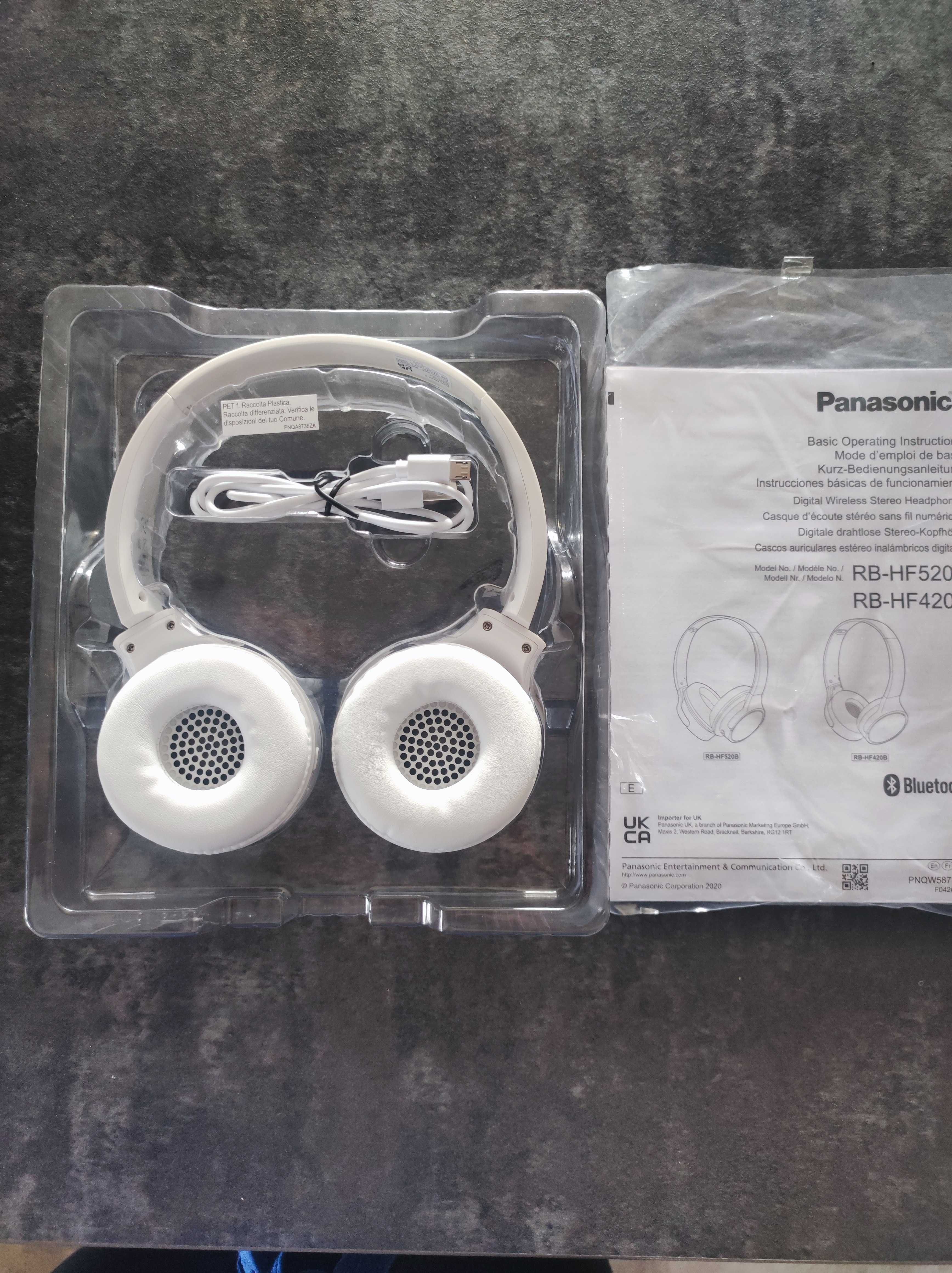 Nowe słuchawki bluetooth białe Panasonic RB-HF420B