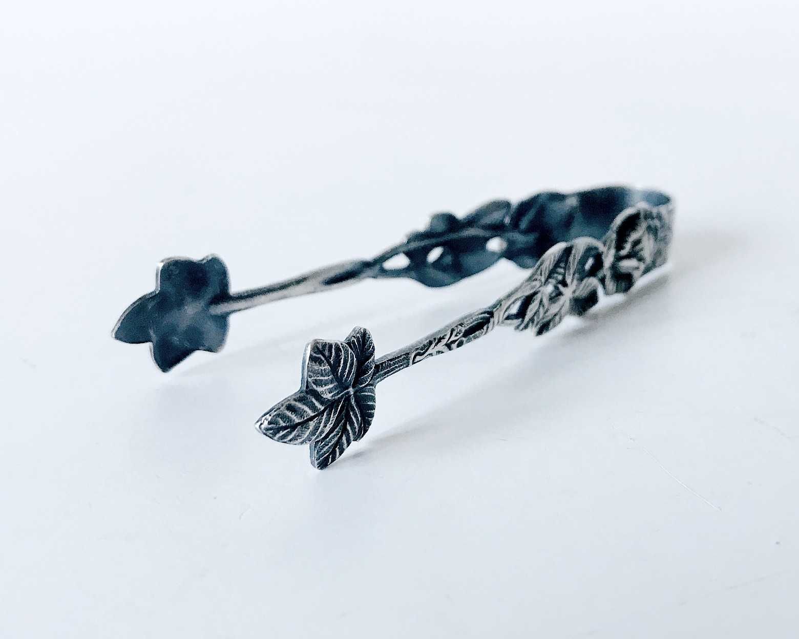 Szczypce do cukru Róża Liście Silver plated posrebrzane punca 100