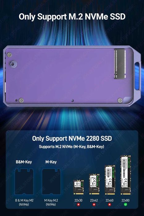 Зовнішня кишеня JEYI 40Gbps Fan M.2 NVMe SSD to USB4 Thunderbolt 4
