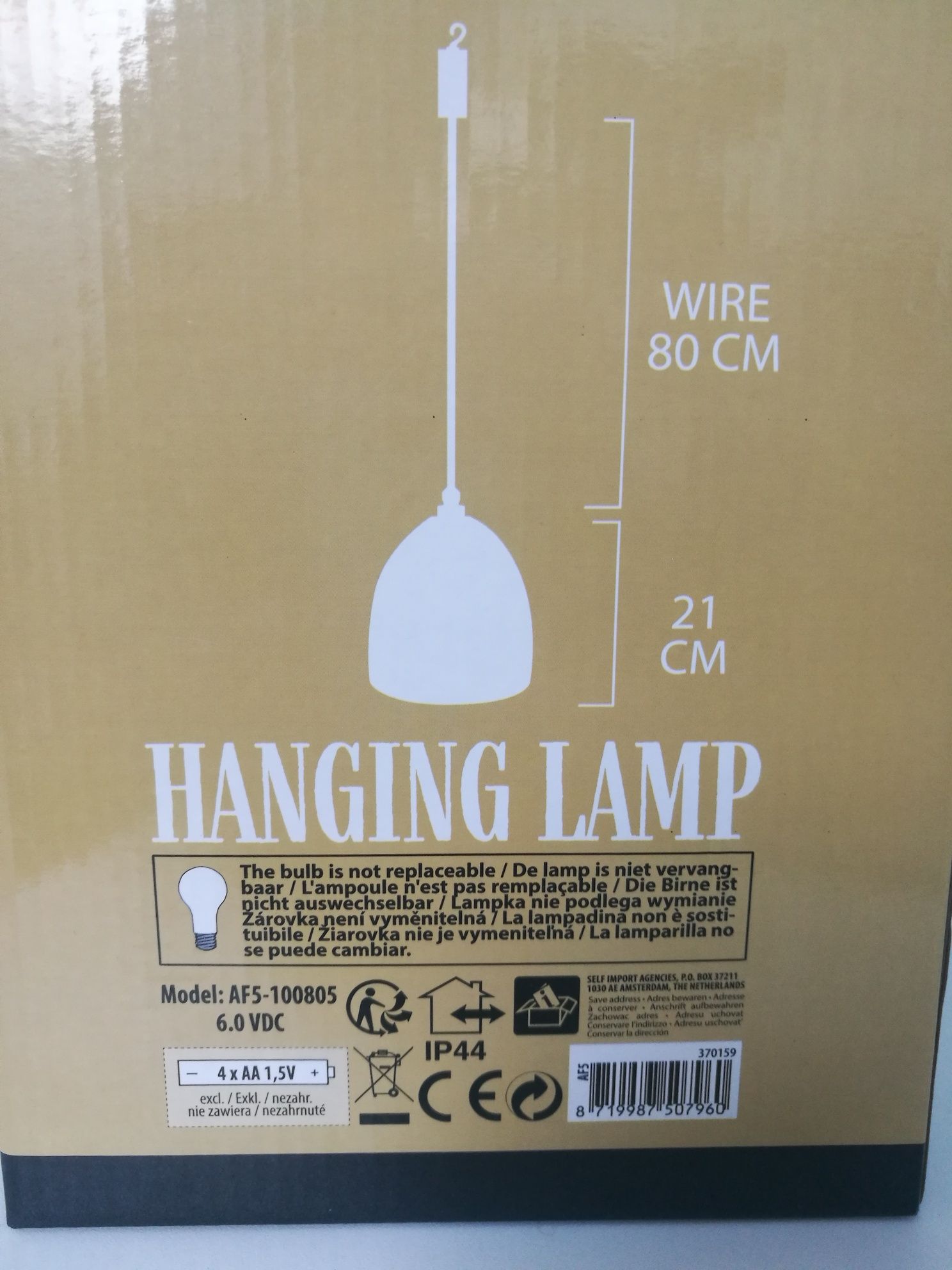 Metalowa lampa wisząca IP44 z funkcją timera