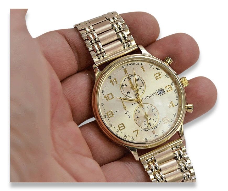 Męski zegarek z czerwonego złota 14k 585 Geneve mw005rdg&mbw006r K