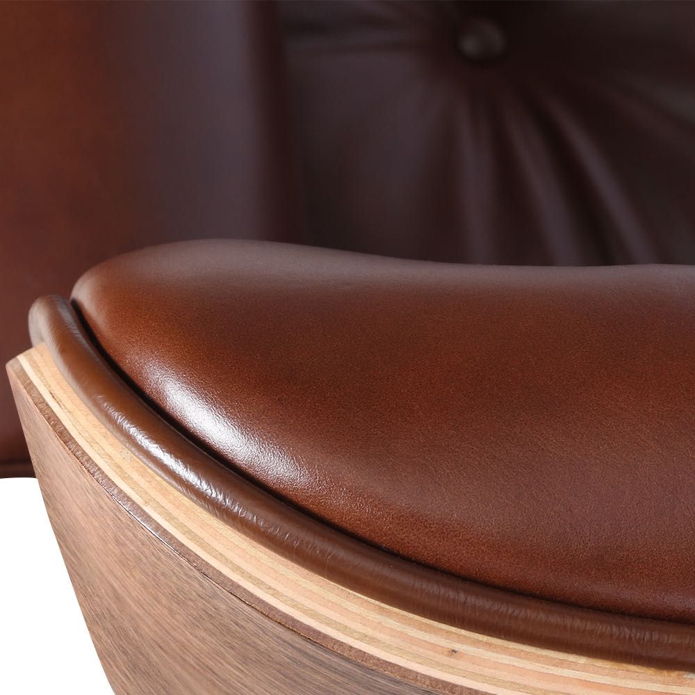 Cadeirão "Eames Lounge" - Pele genuína, Novo - Cadeira Poltrona Chaise