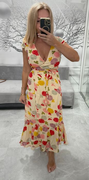 Letnia sukienka kopertowa Mango r. 36