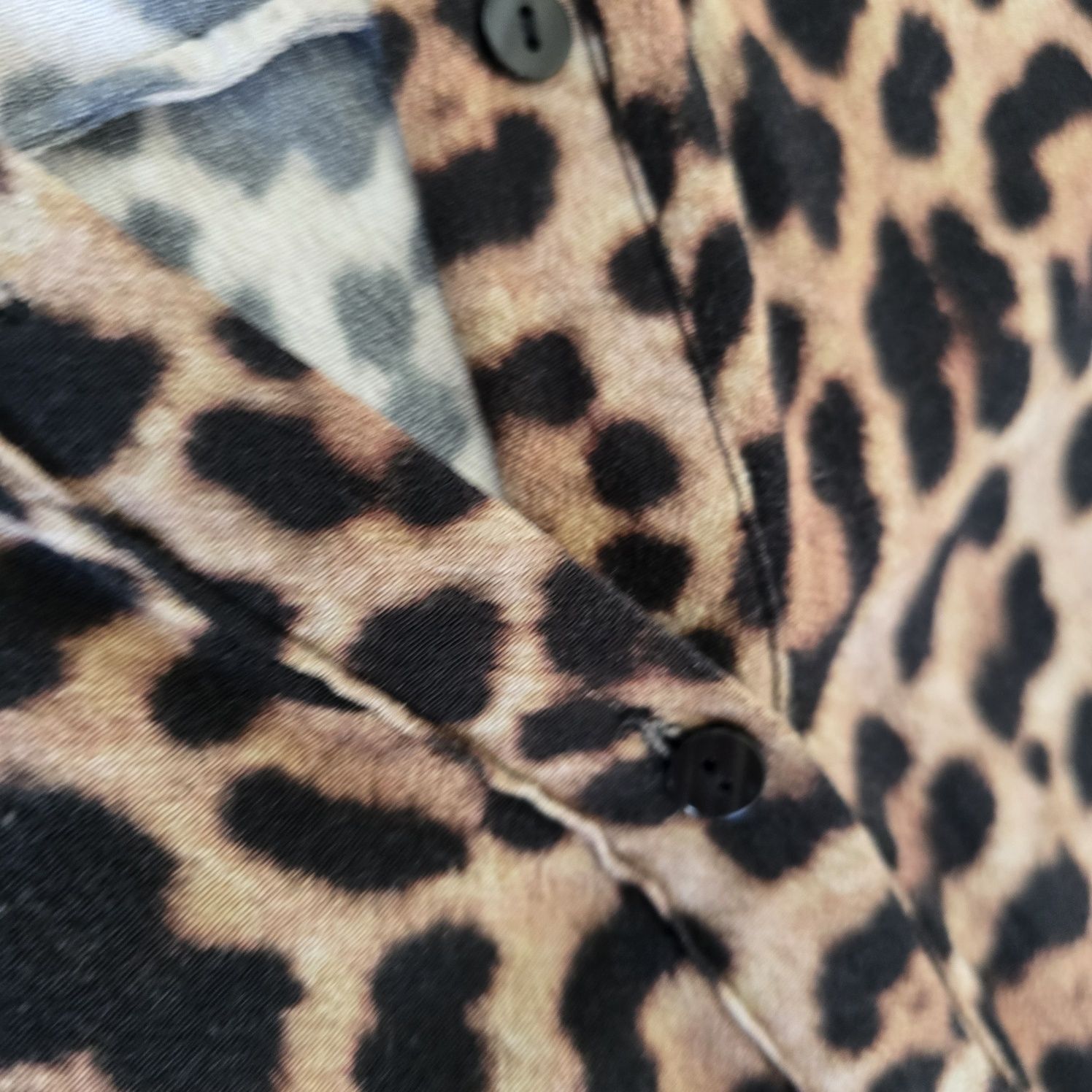 Sukienka midi Zara 44 xxl długi rękaw viscose print koszulowa pantera