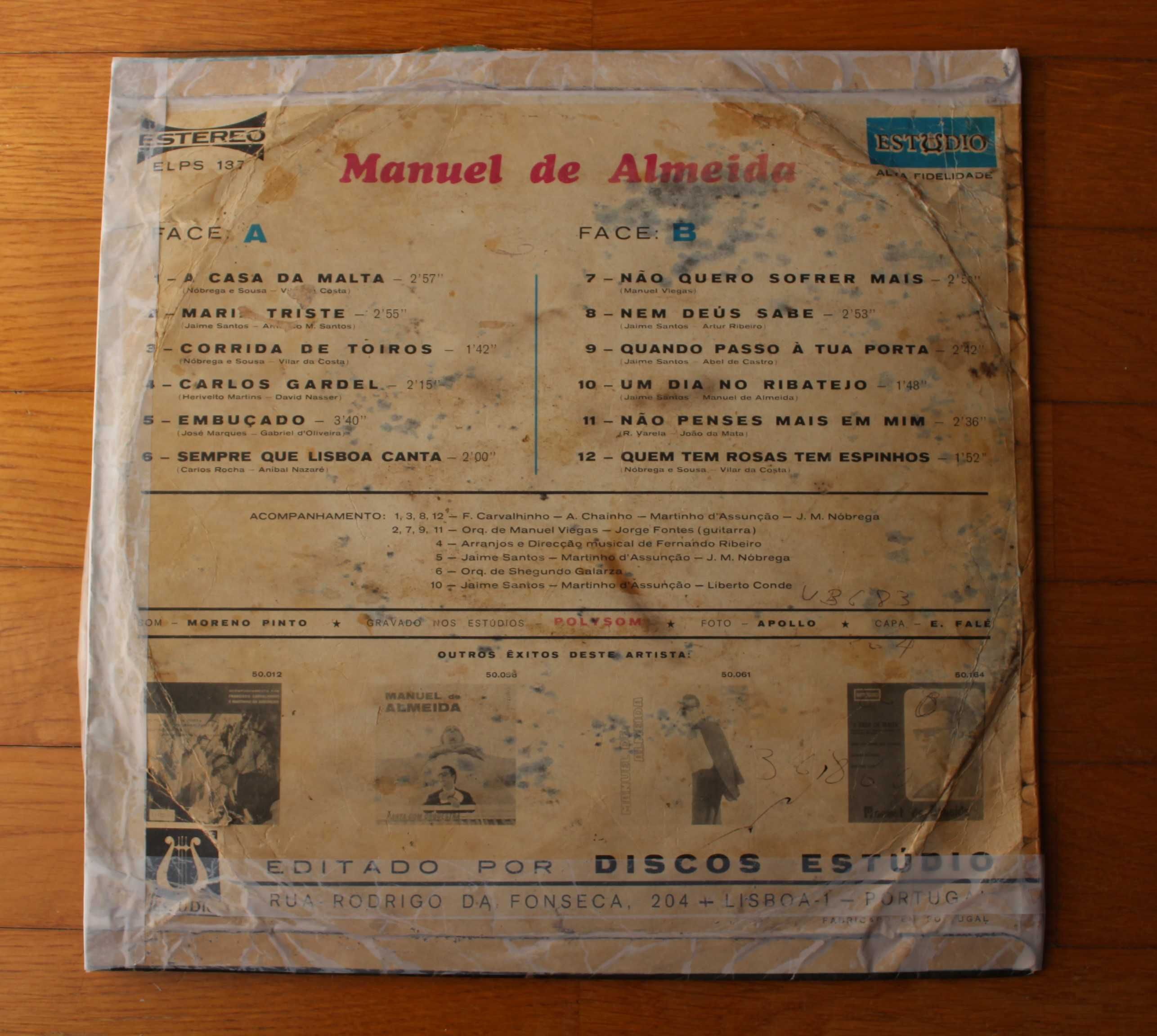 LP "Manuel de Almeida" - Manuel de Almeida - Disco vinil