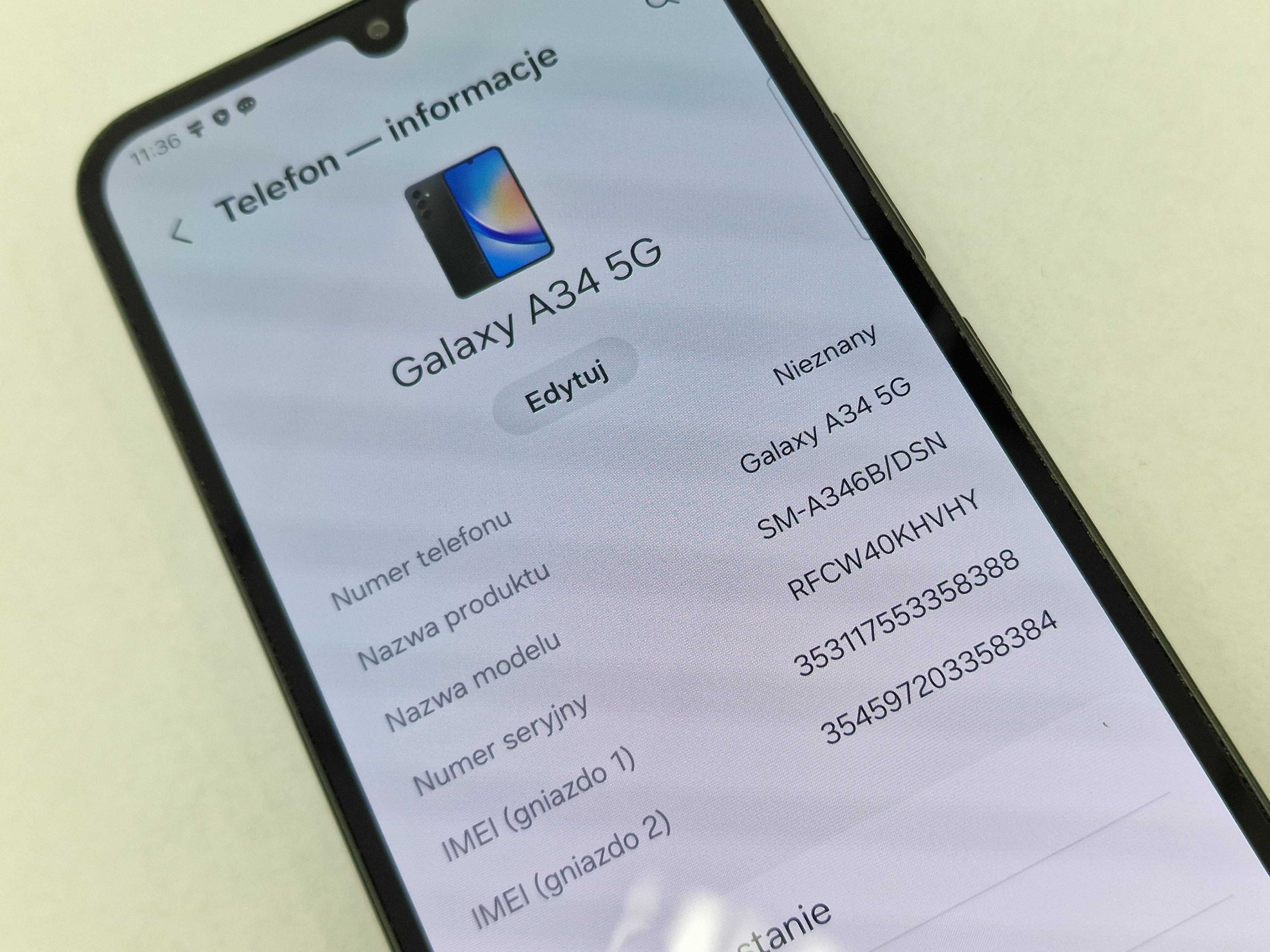 Samsung Galaxy A34 5G/ 6GB/ 128GB/ Awesome Graphite/ Grade A- + ładowa