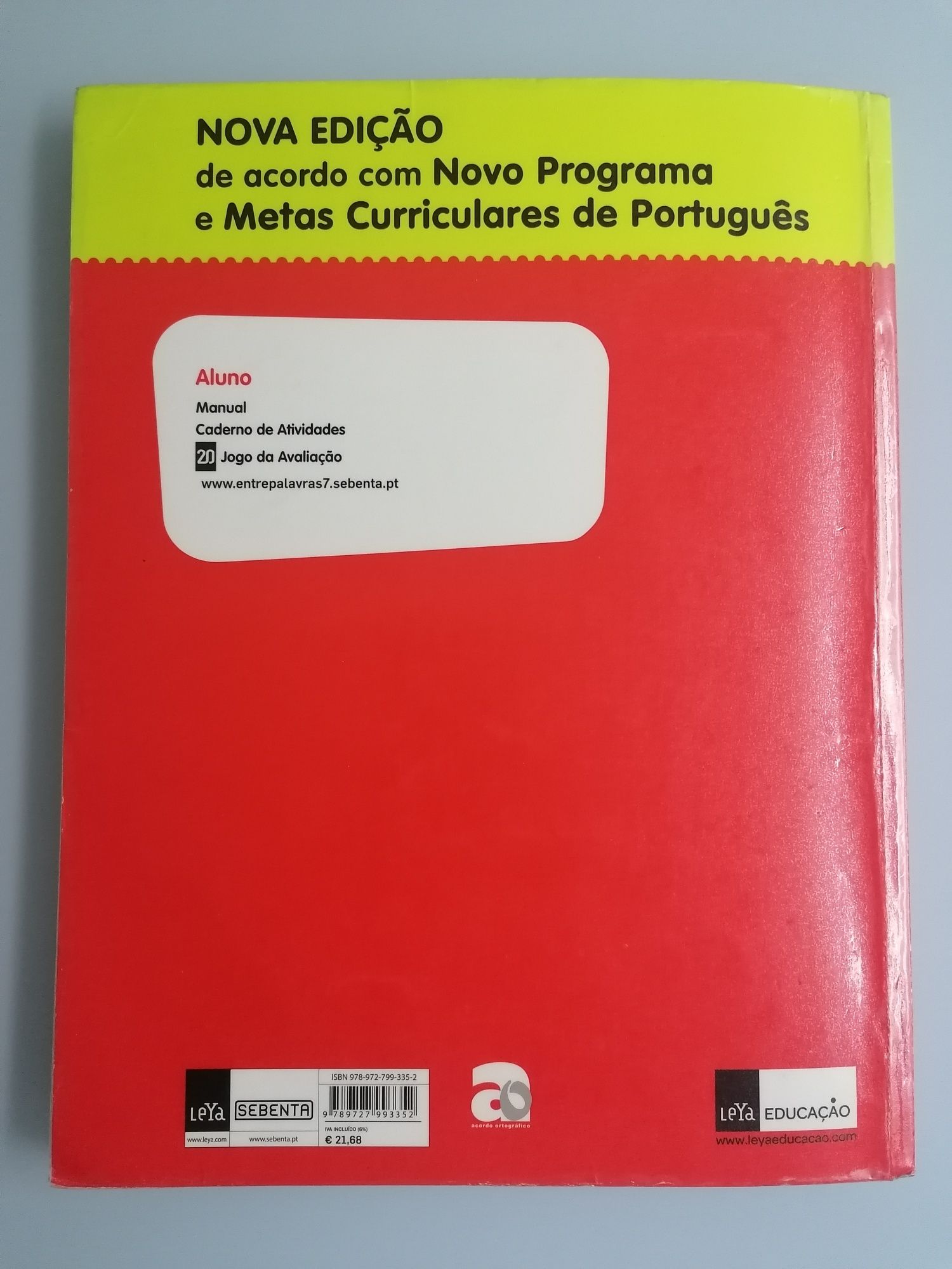 Livro de Português "Entre Palavras 7"