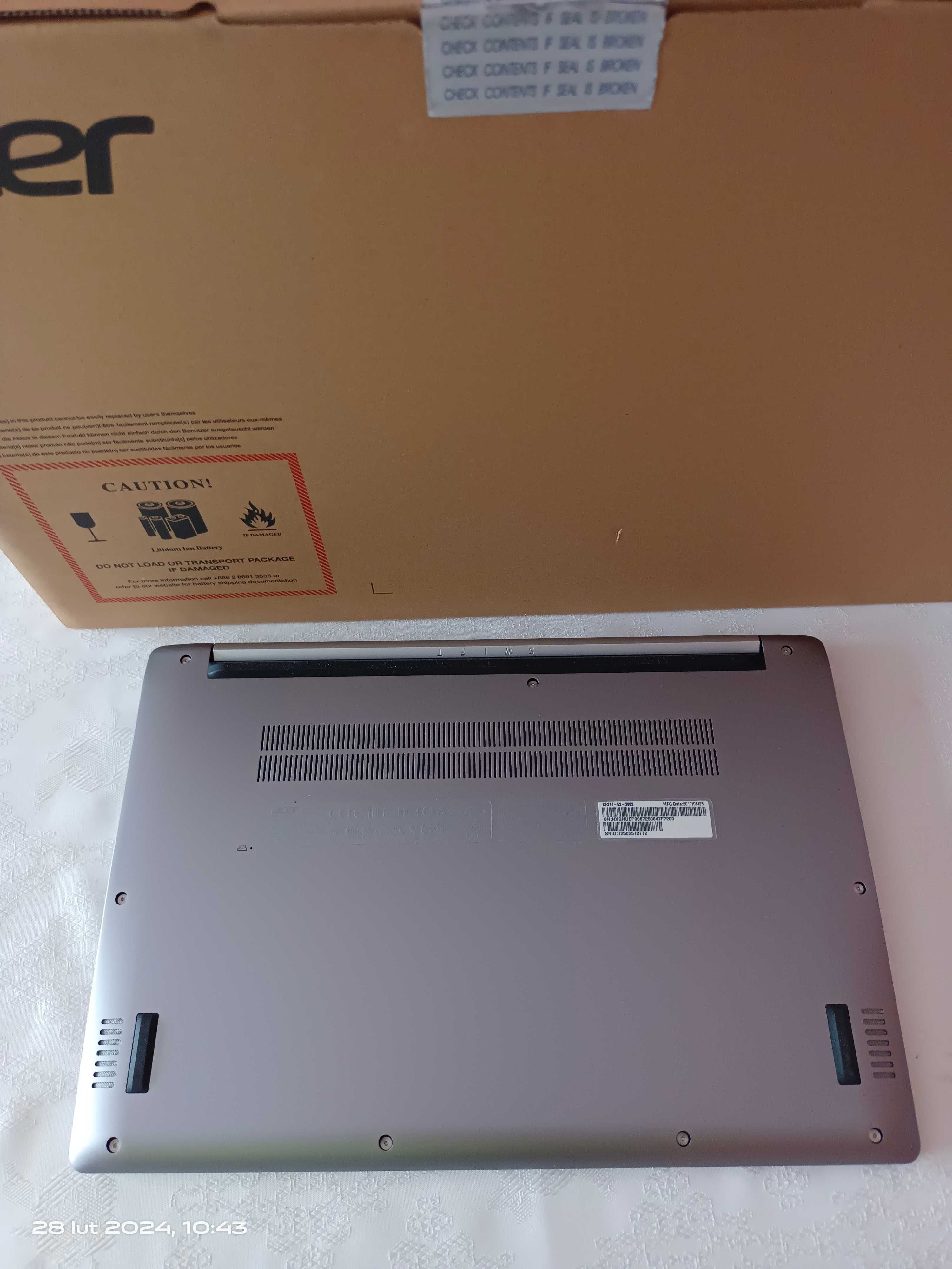 Laptop ACER Swift-3,  Ekran 14,1 cala IPS, FHD, Core i3 Dysk SSD, ALU