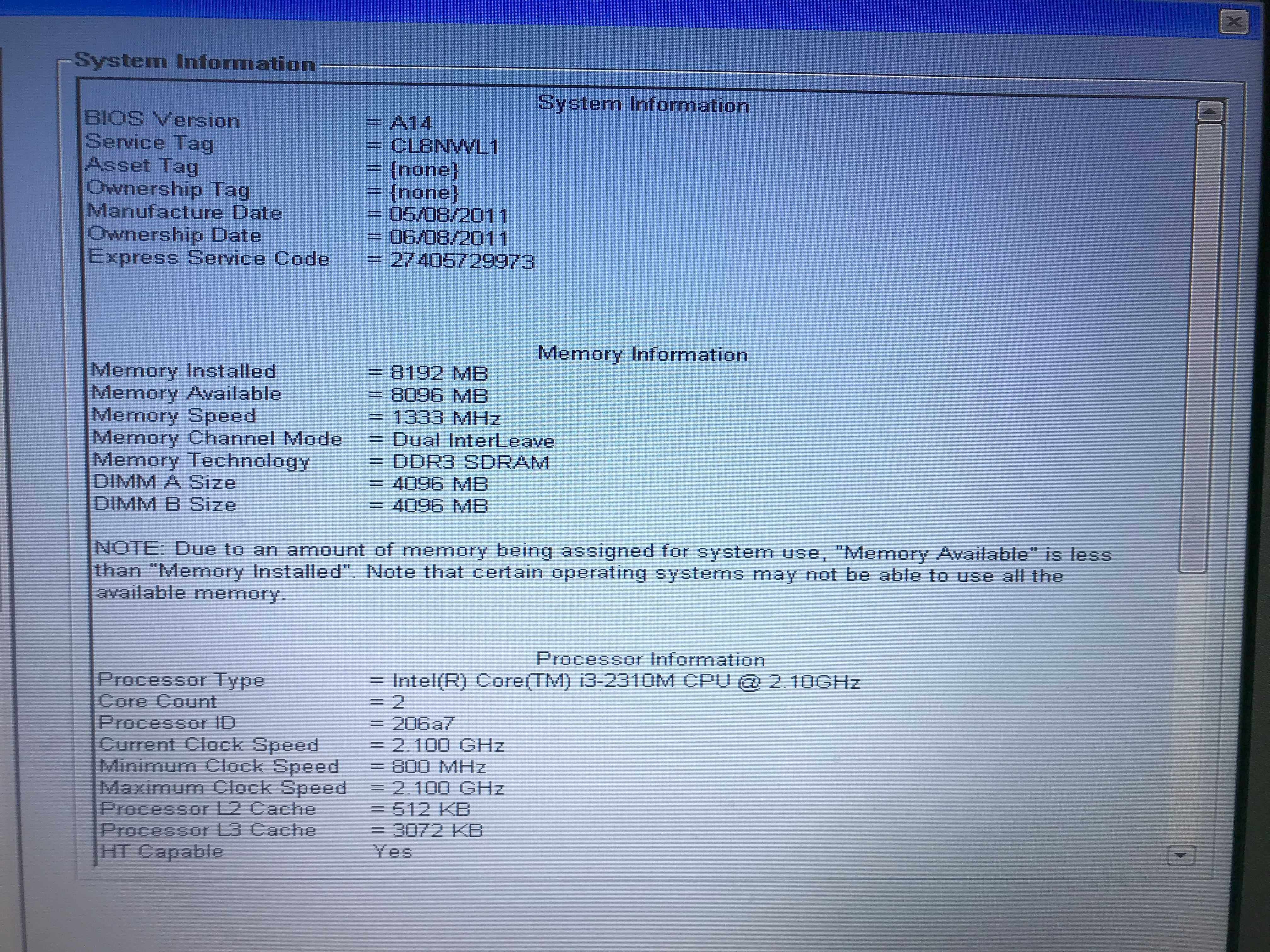 Dell Latitude E5520 I3 8GB RAM BEZ DYSKU