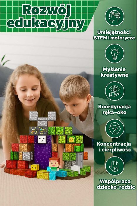 Magnetyczne klocki 150 elementów w stylu minecraft
