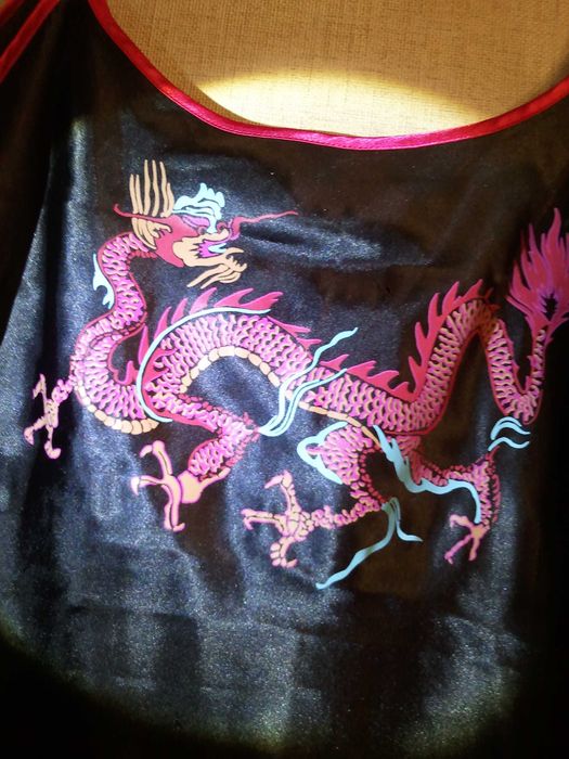 Комбинация Дракон чёрный атлас пеньюар бренд hunkemoller