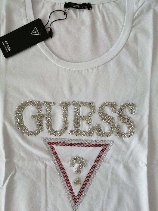 NOWA damska koszulka Guess t-shirt gg bluzka biała XL 42