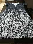 Vestido preto e branco, meia manga, seda fria, 3XL