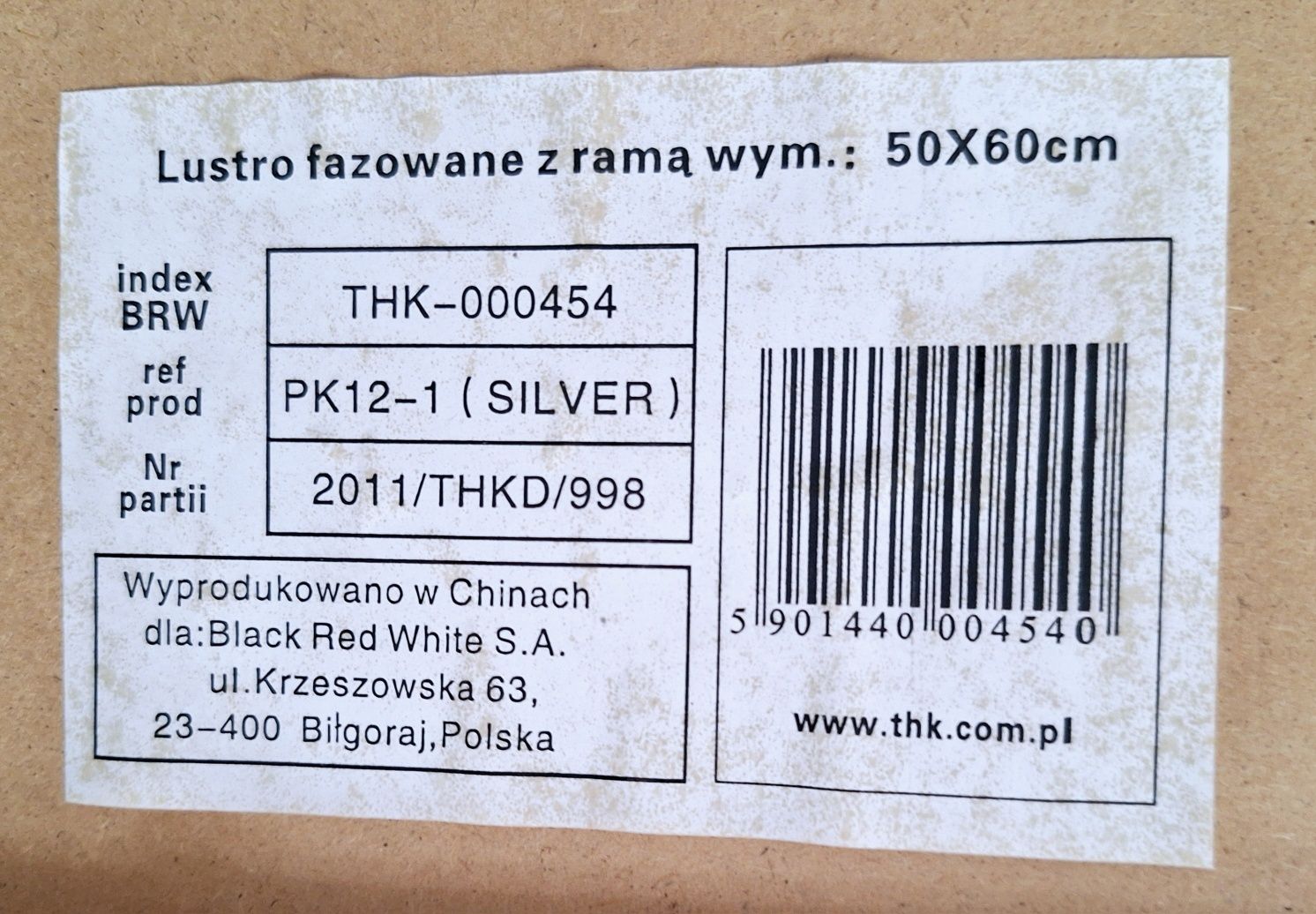 Lustro fazowane z ramą