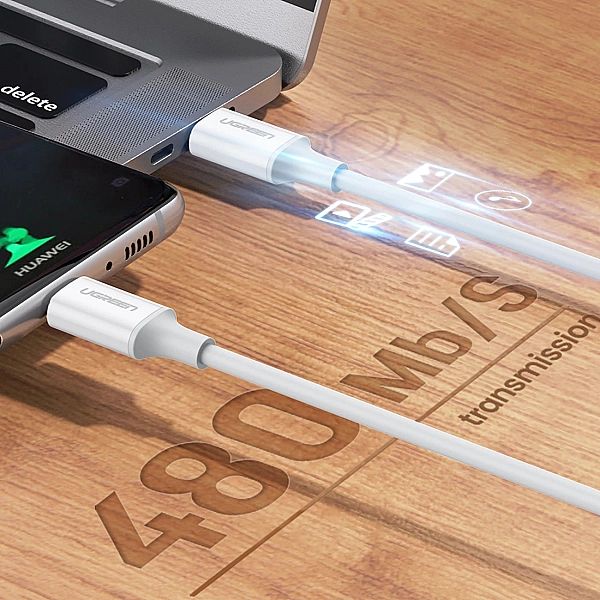 Kabel Ugreen US264, 60518 USB-C / USB-C PD QC AFC 1m - biały
