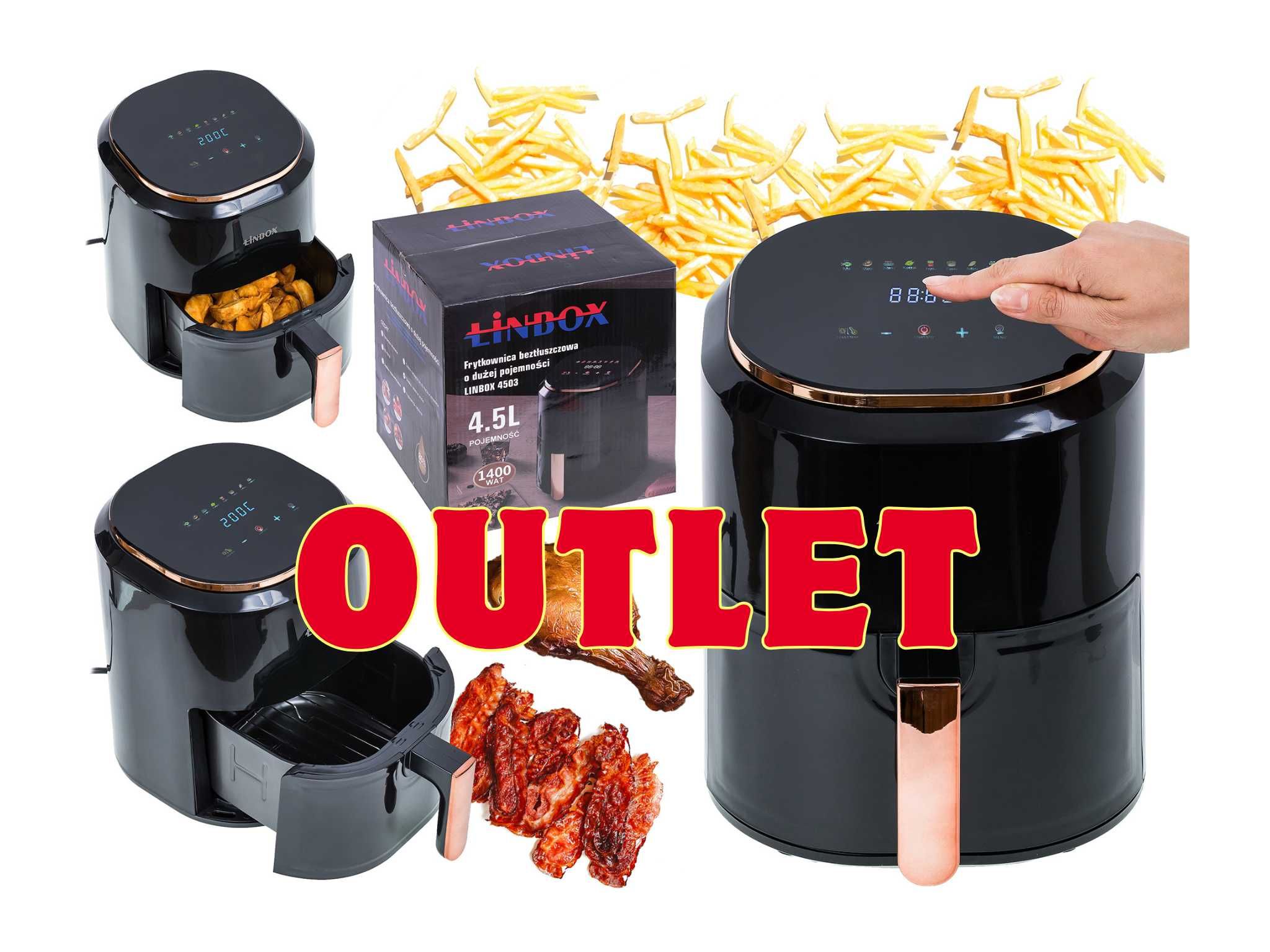 [OUTLET] Frytkownica 4,5L 1400W beztłuszczowa Linbox POLSKIE MENU