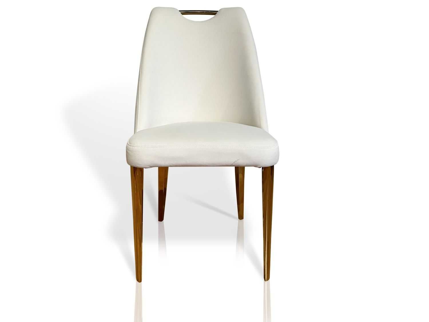 Krzesło tapicerowane Glamour FT239 Gold, velvet biały, velvet czarny