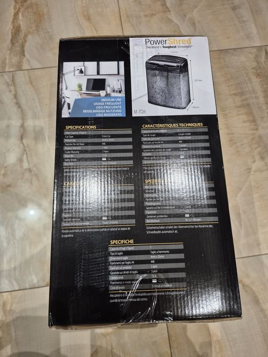 FELLOWES Niszczarka M-7Cm Max 7 kartek Kosz 13.3L
