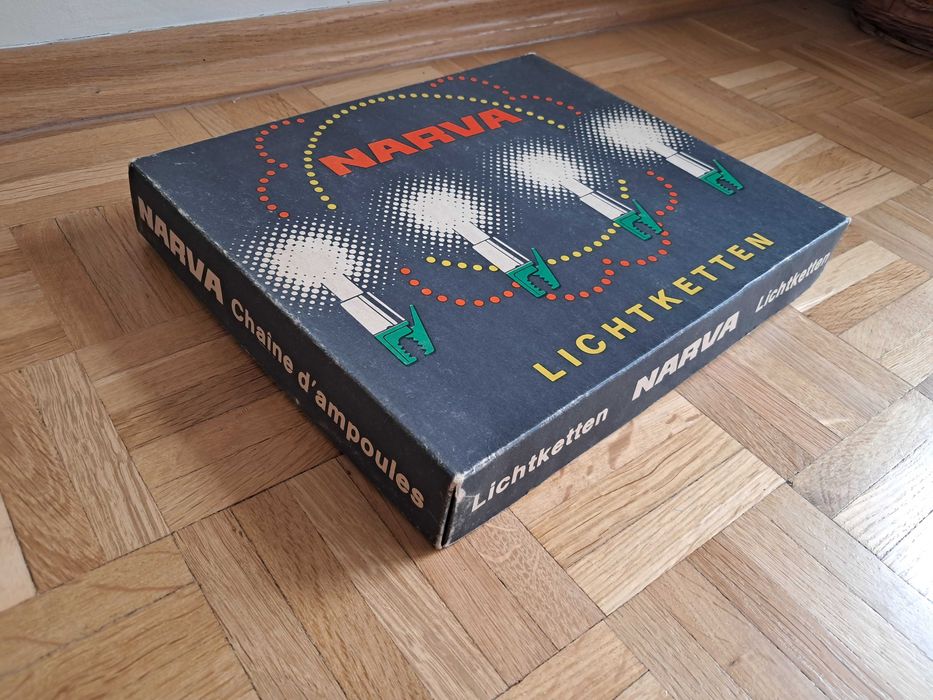 Lampki choinkowe NARVA świeczki, żabki, 16 szt, żółte vintage 1971