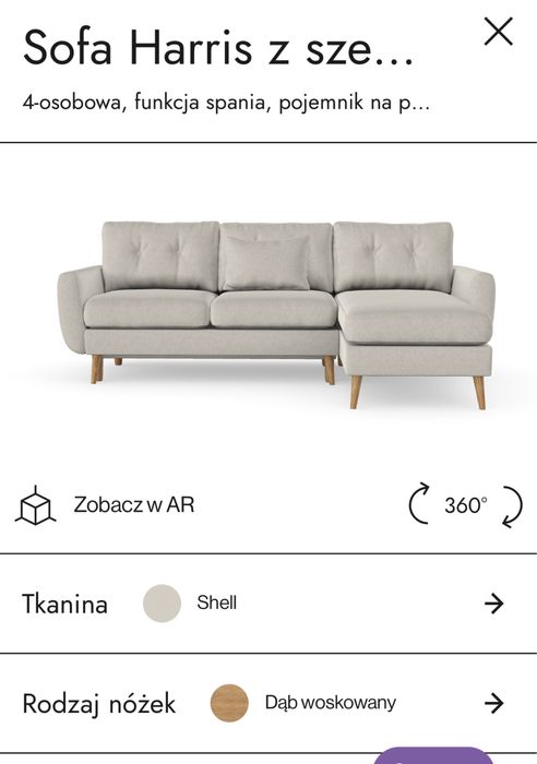 Sofa  z szezlongiem (narożnik) Harris Optisofa