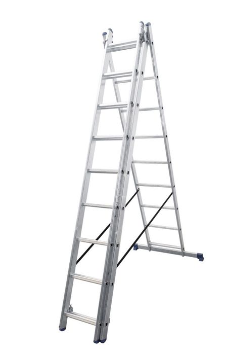 Алюмінієва розкладна драбина 3×9 сходинок (VIRASTAR, Україна)