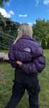 Kurtka the north face ze sciagaczami w ciapki fiolet.