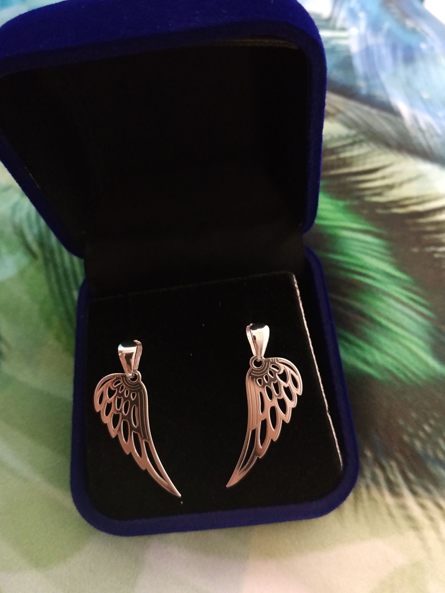 Kolczyki srebrne anielskie skrzydła