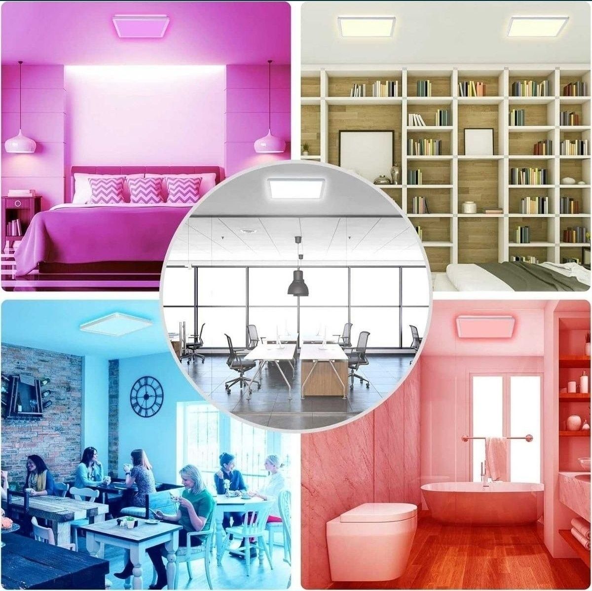 Plafon LED RGB, 24 W, IP44, kwadratowy, 29,5 x 29,5, aplikacja