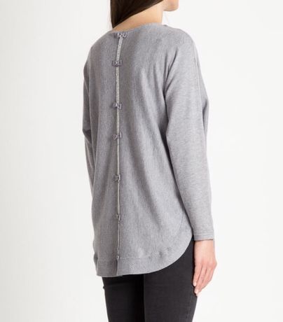 Szary sweter z ozdobnym tyłem rozmiar 38