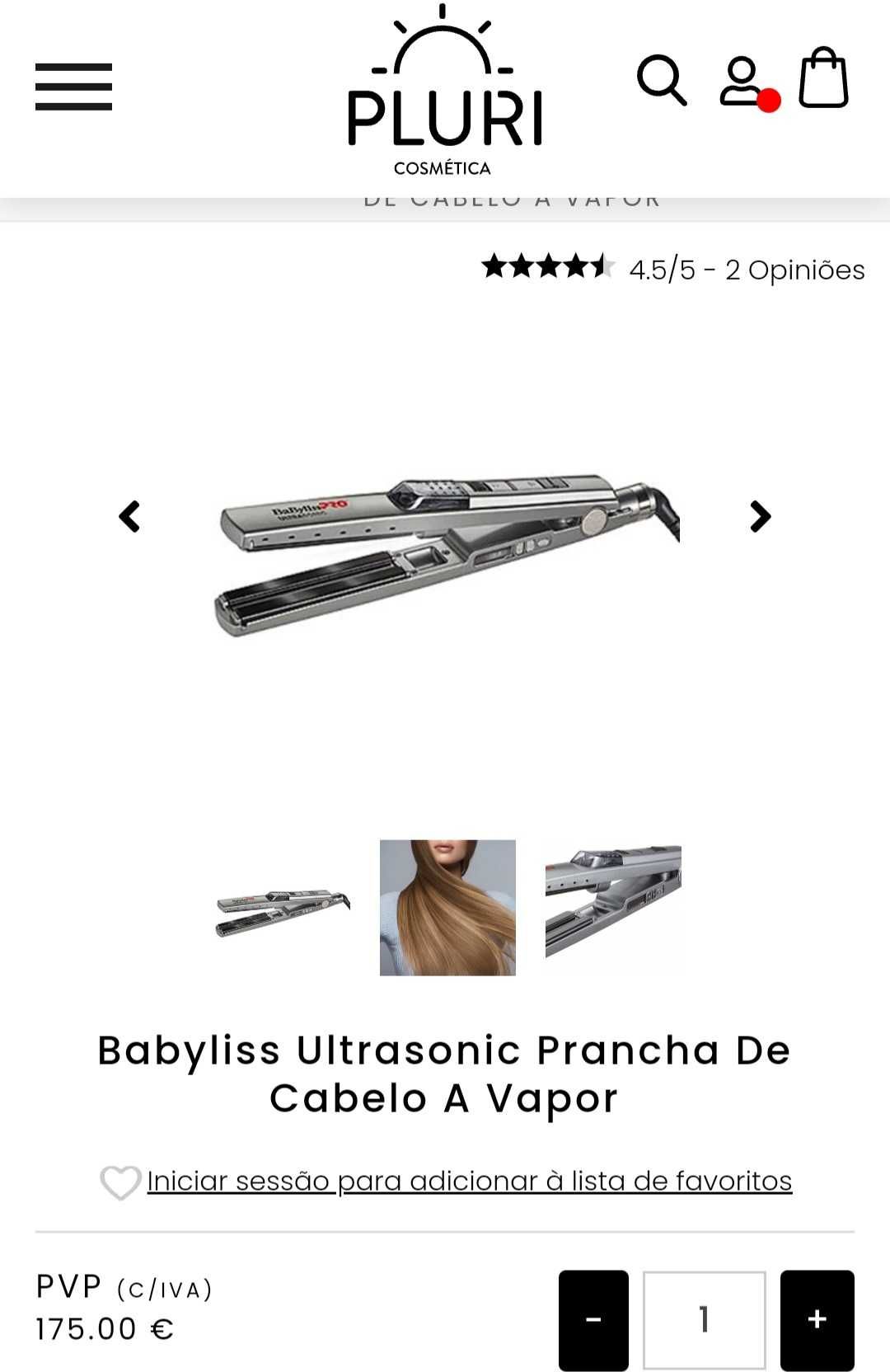 Babyliss Ultrasonic Prancha De Cabelo a Vapor